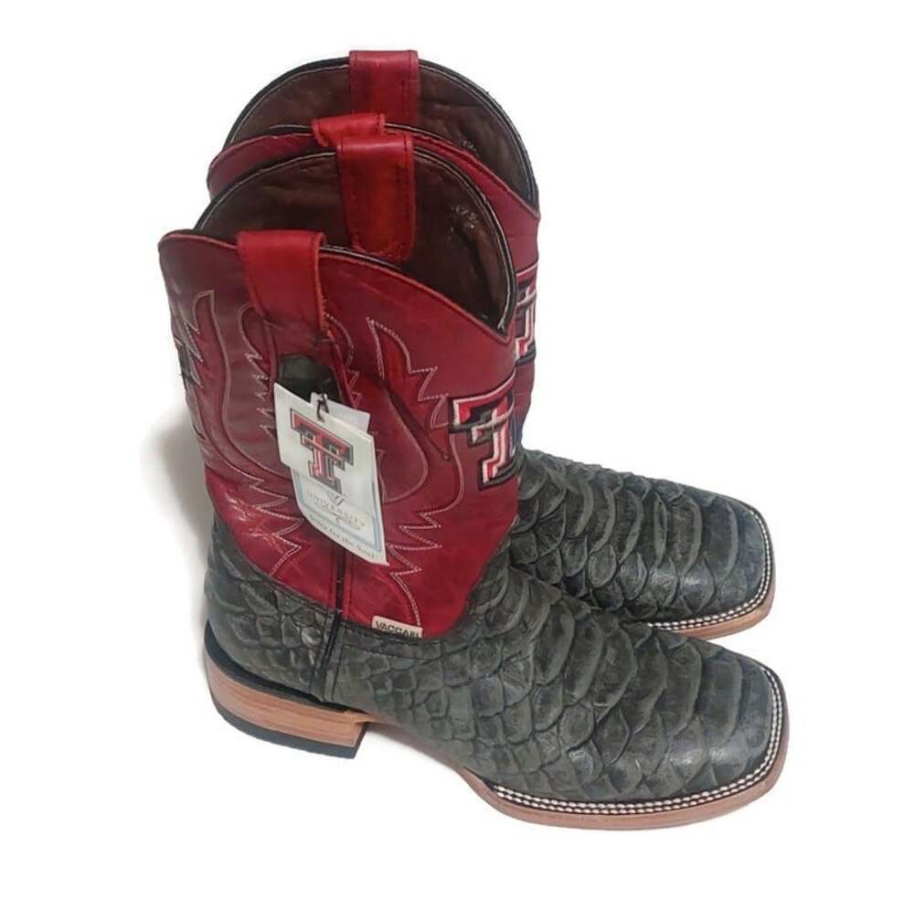Vaccari Texas Tech Mens 7 1/2 James Alligator Western Leather Cowboy Boots NWT